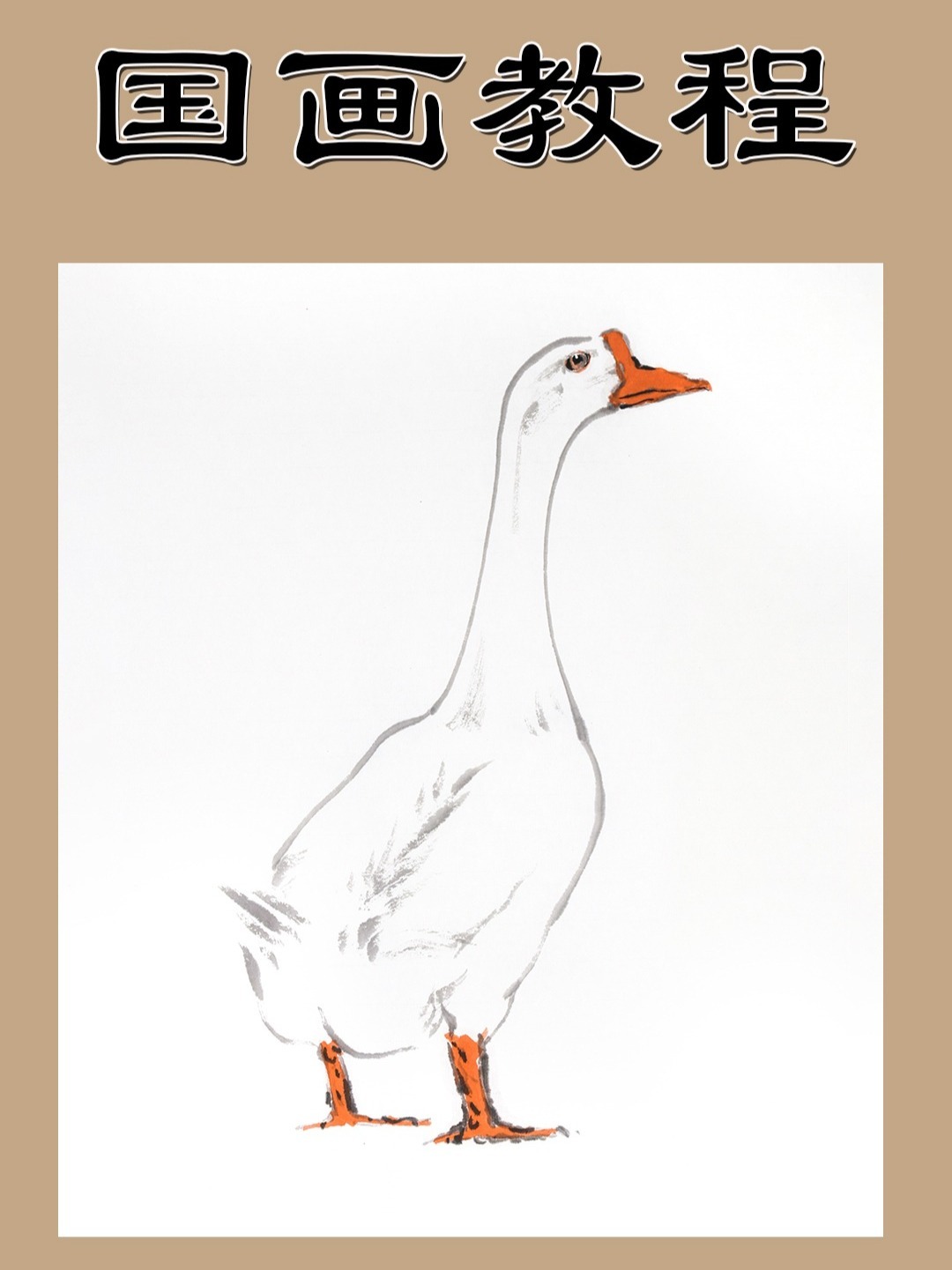 国画大白鹅教程,一笔一画教会你