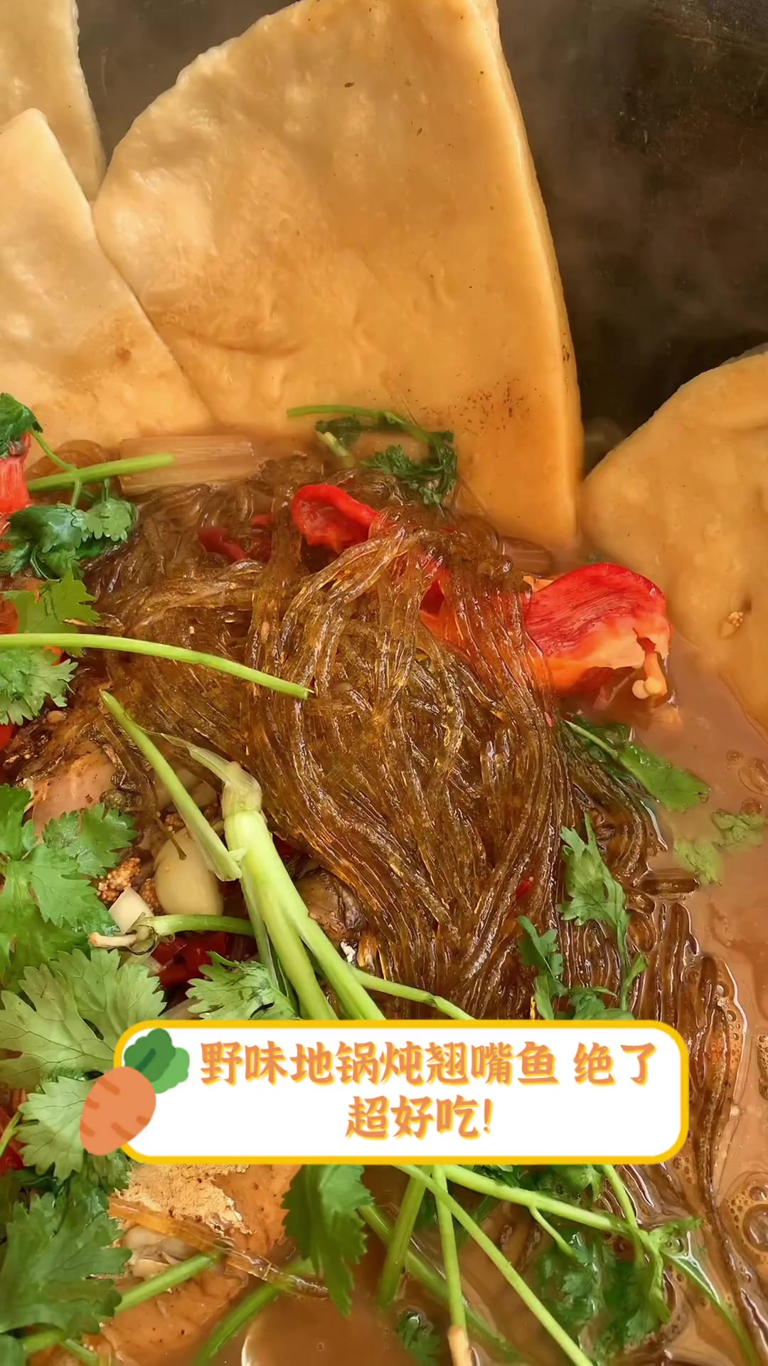 野味地锅炖翘嘴鱼,绝了,超好吃!