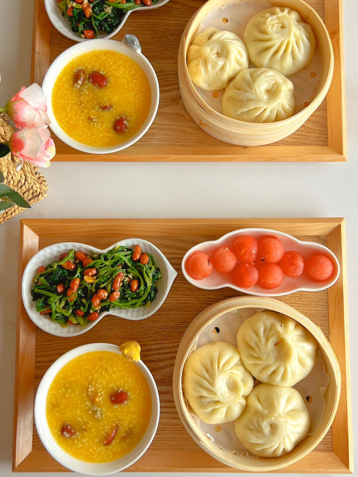 小学生早餐365天不重样 小笼包 南瓜小米粥