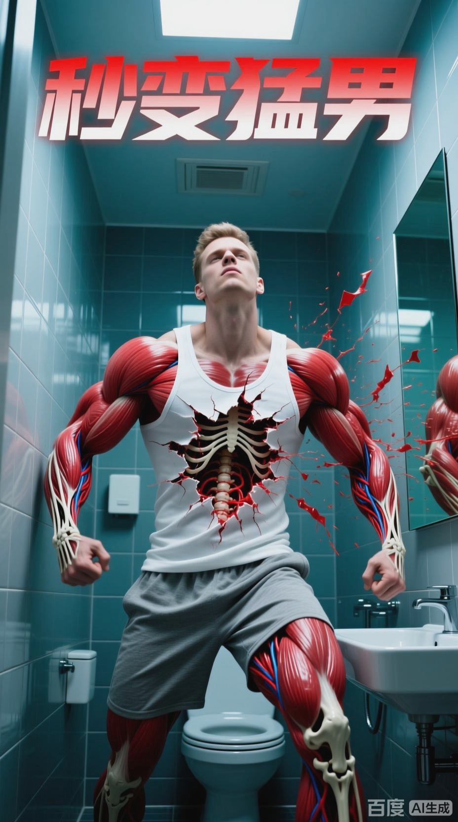 瘦弱男秒变肌肉猛男,卫生间撑爆