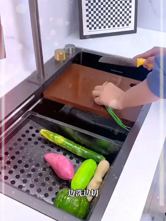 九牧王大单槽洗菜盆,304不锈钢,结实耐用,防刮耐磨,大容量收纳锅碗瓢盆,自带抽拉式水龙头