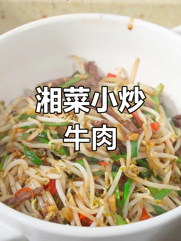 湖南特色牛肉炒豆芽,香辣脆嫩,绝对下饭!