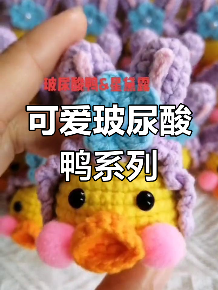 手工钩针编织玻尿酸鸭挂件与发夹