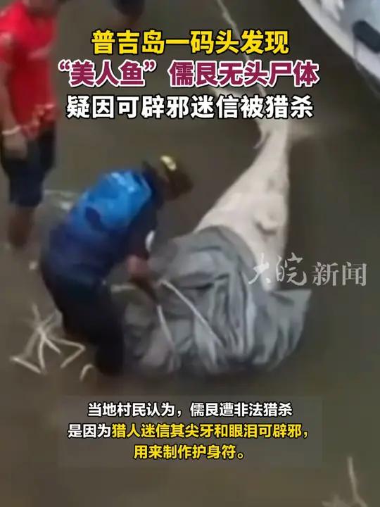 泰国一海域发现无头“美人鱼” 疑因猎人迷信其尖牙可辟邪遭猎杀