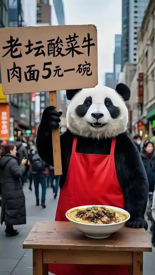 熊猫靠做的老坛酸菜牛肉面糊口 熊猫做的老坛酸菜牛肉面歪果仁都爱吃