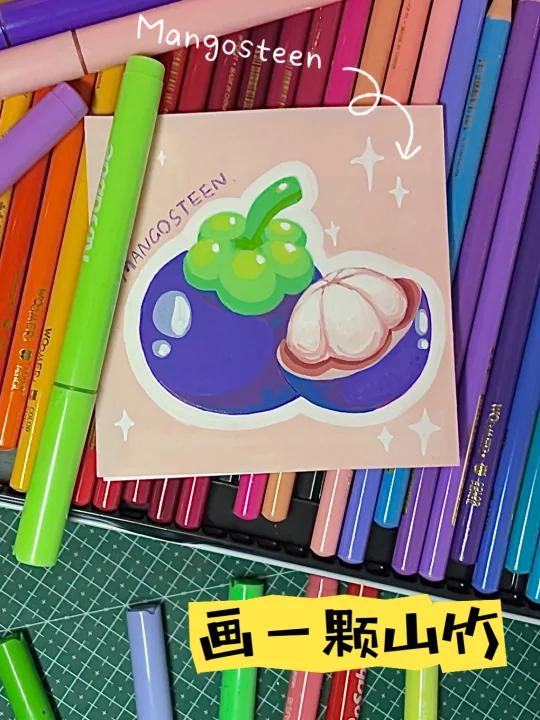 治愈系水果手绘之山竹沉浸式丙烯马克笔插画
