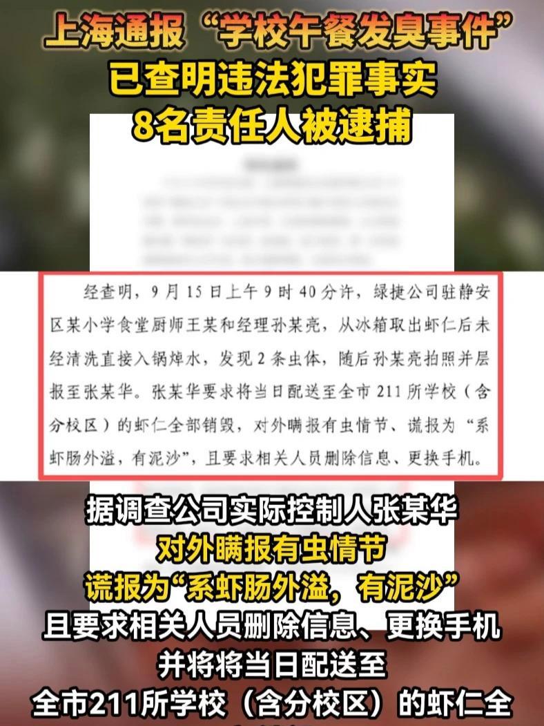 上海公布“虾仁炒蛋”问题的调查情况!8名责任人被逮捕