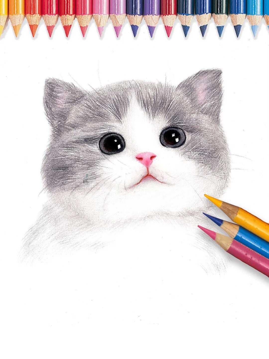 彩铅画·可爱的猫猫头~