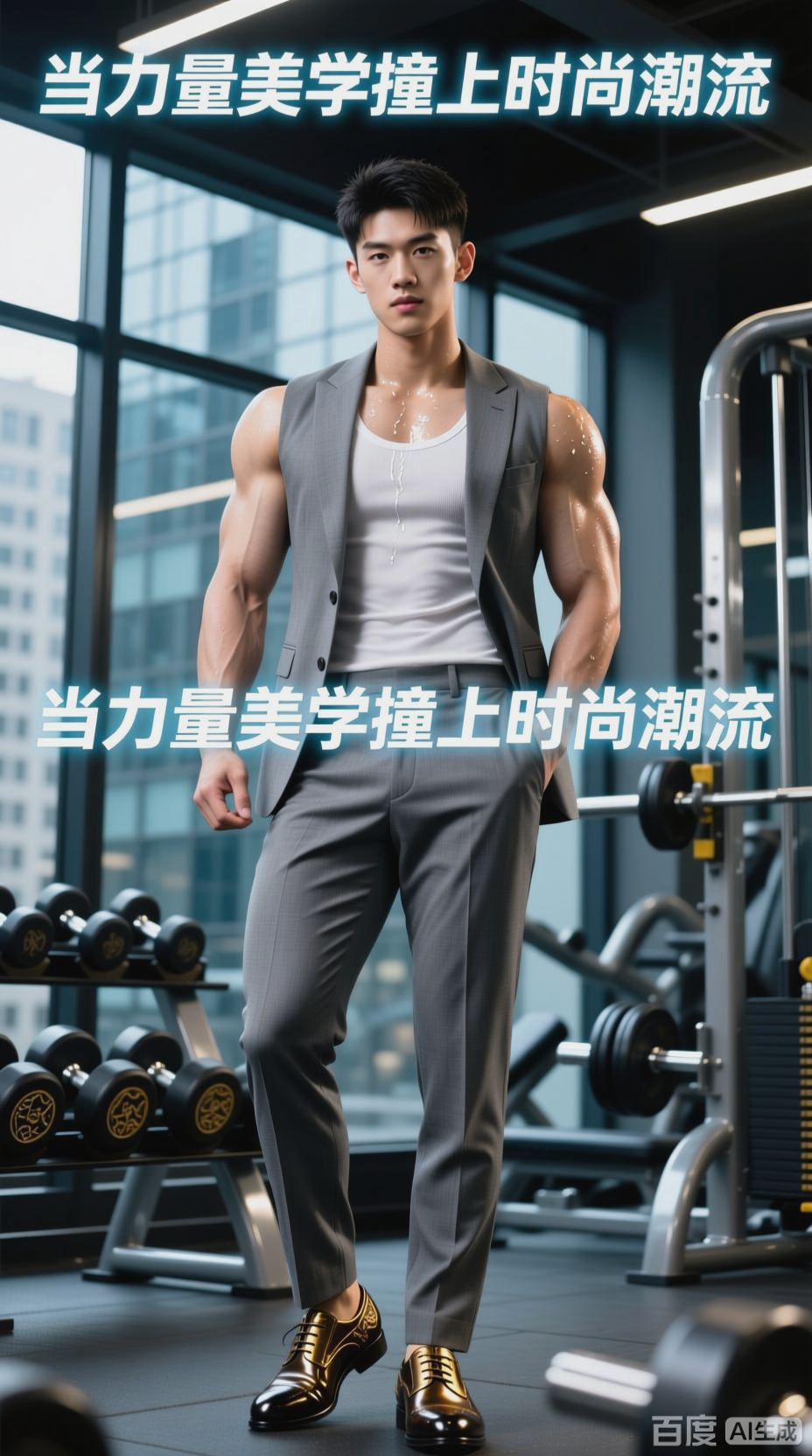 痞帅肌肉男，时尚健身风尚