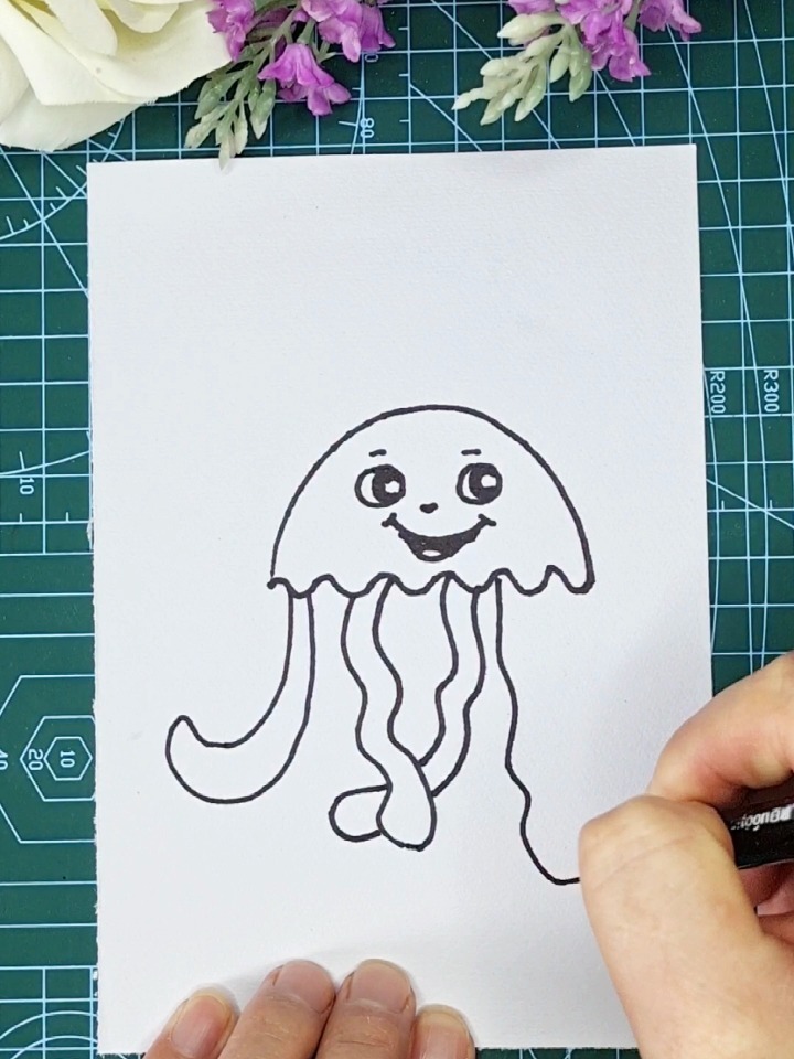 章鱼简笔画,画法超级简单,一看就会