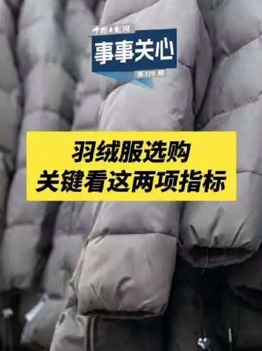「事事关心羽绒服选购 关键看这两项指标」近期,羽绒服迎来销售旺季。有消费者反映,市场上“3