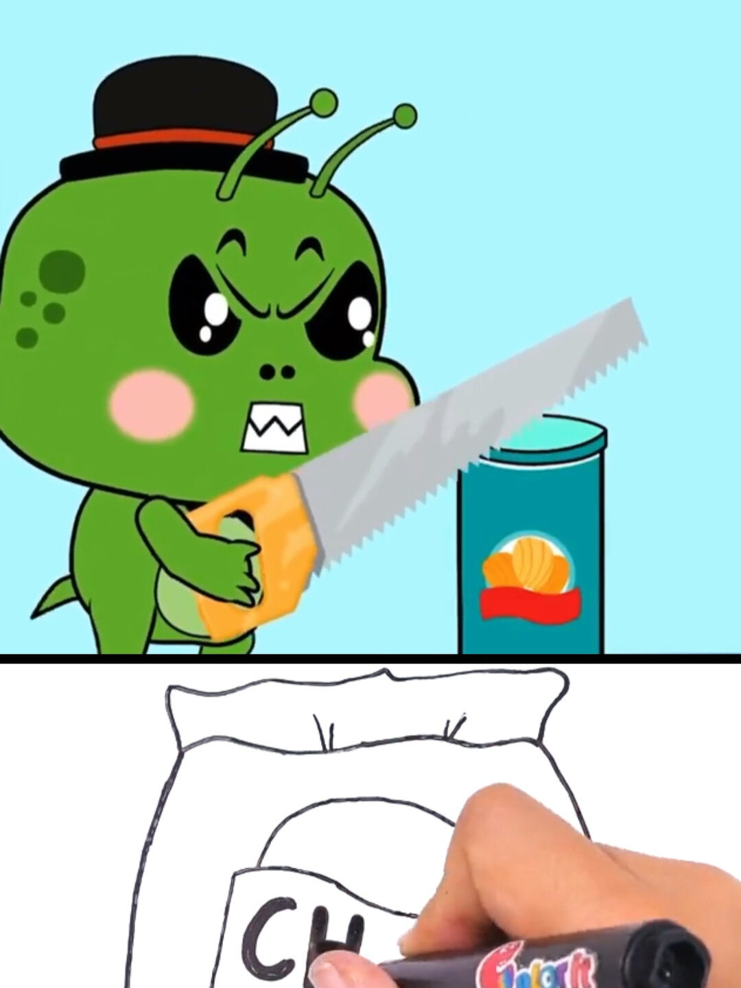 跟着动画片学画画,来看看薯片怎么画