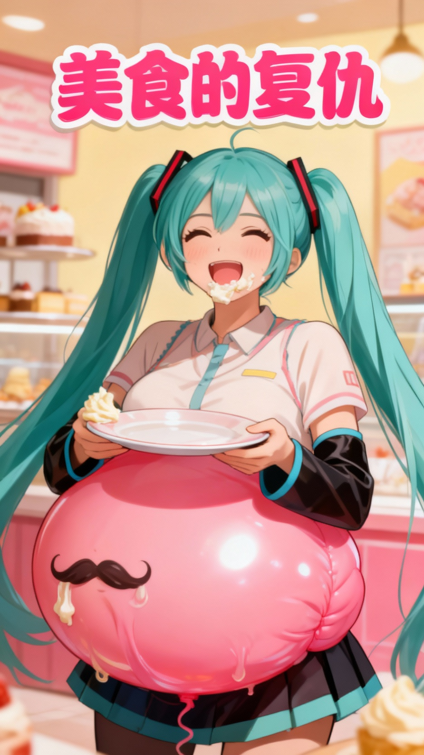 疯狂进食，腹部膨胀的趣味展示