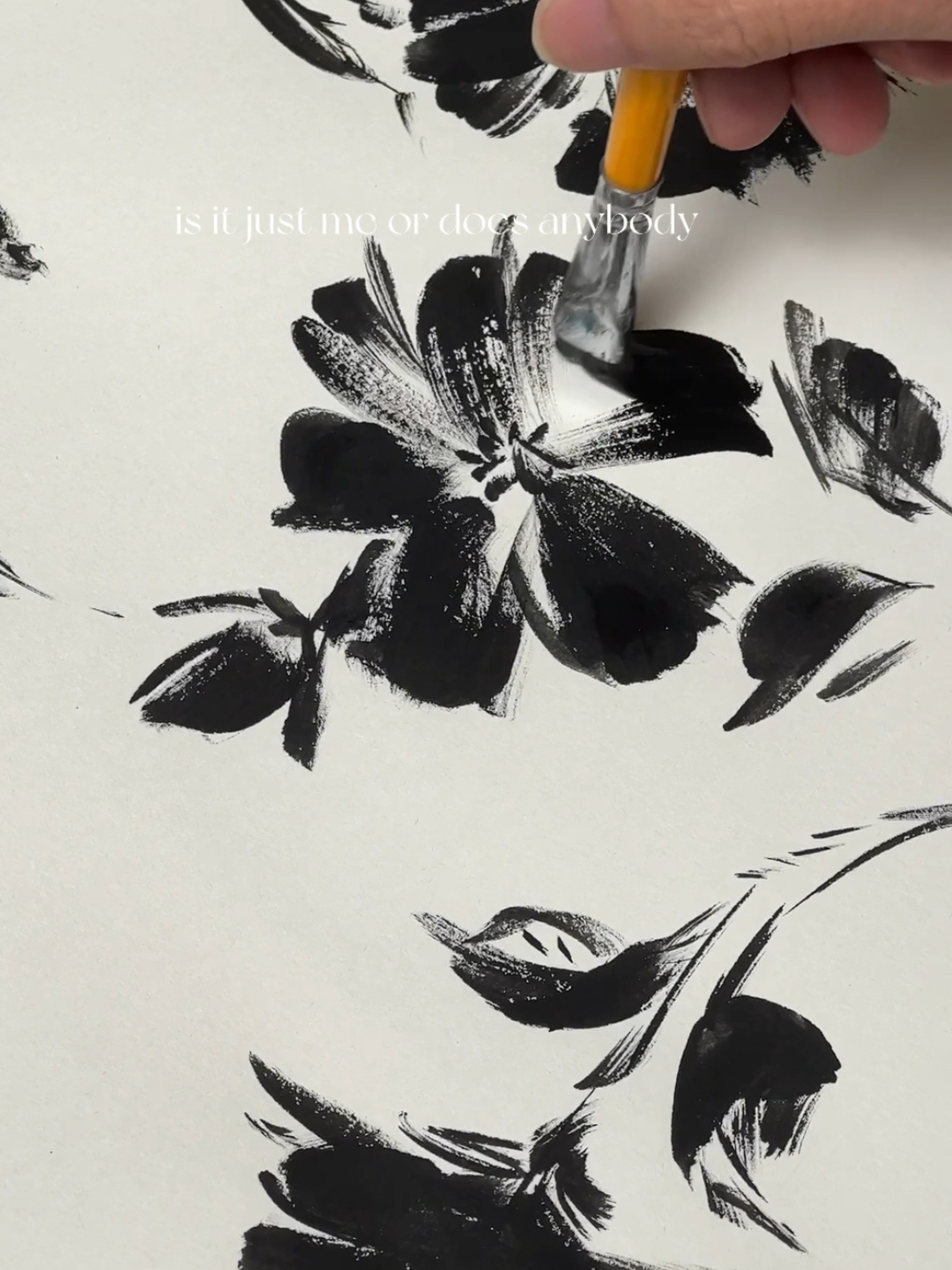 手绘黑白花卉|印花图案手绘创作