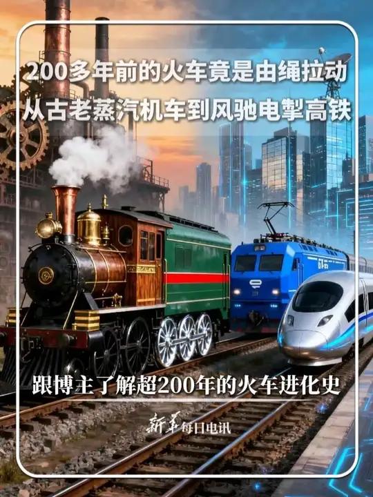 200多年前的火车竟是由绳拉动,从古老蒸汽机车到风驰电掣高铁,跟博主了解超200年的火车进