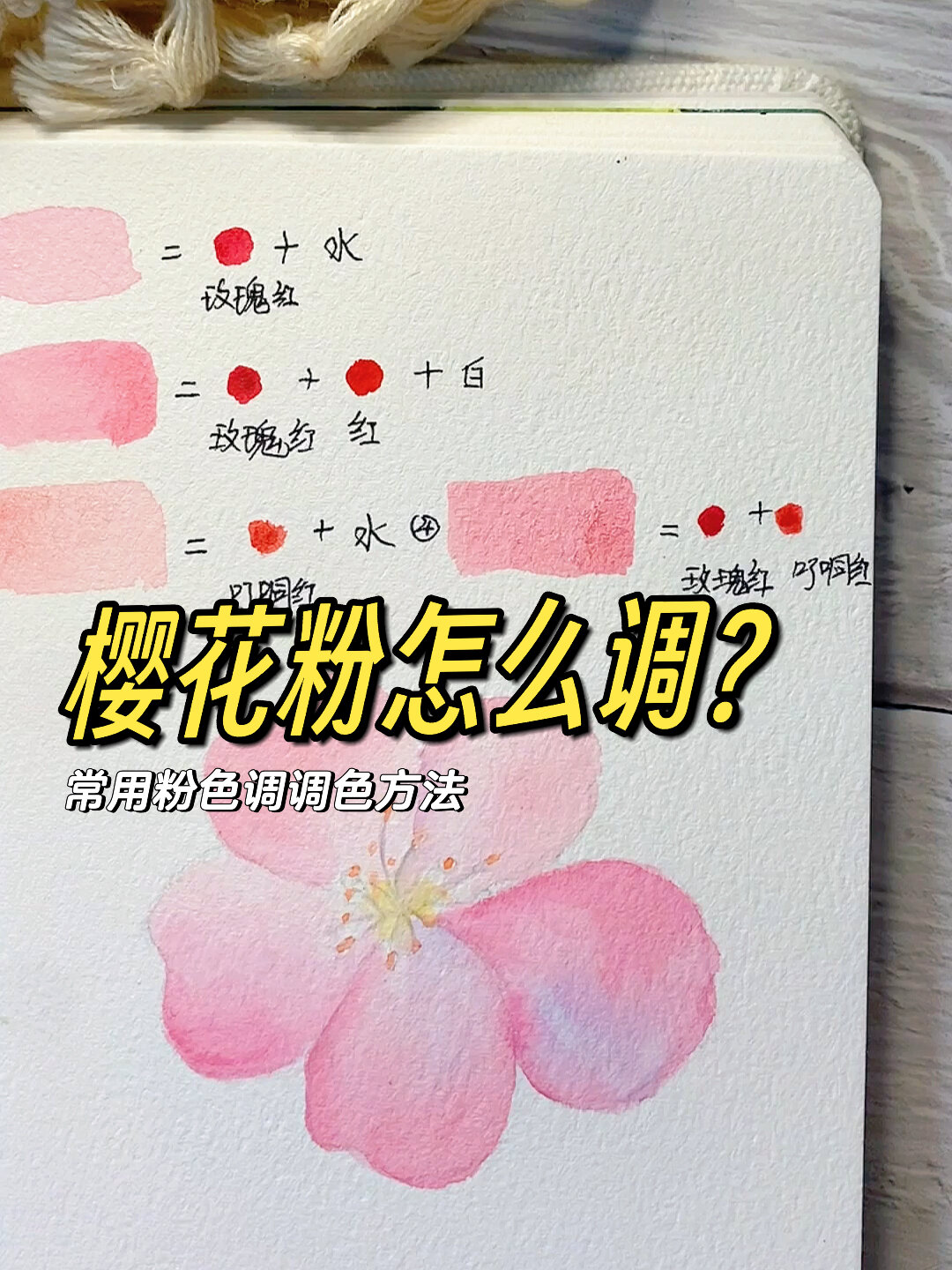 零基础水彩调色教程|常用粉色(樱花粉)调色
