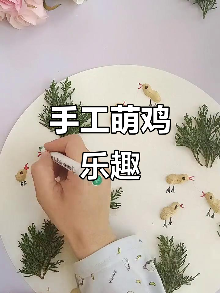 用花生壳和松叶做小鸡,边玩边吃,超有趣的手工活动!