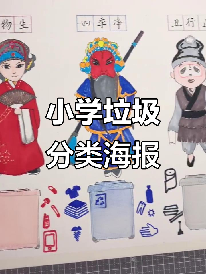 小学生垃圾分类环保海报,简单又有趣