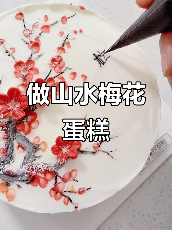 轻松做山水画梅花蛋糕，零基础也能学会