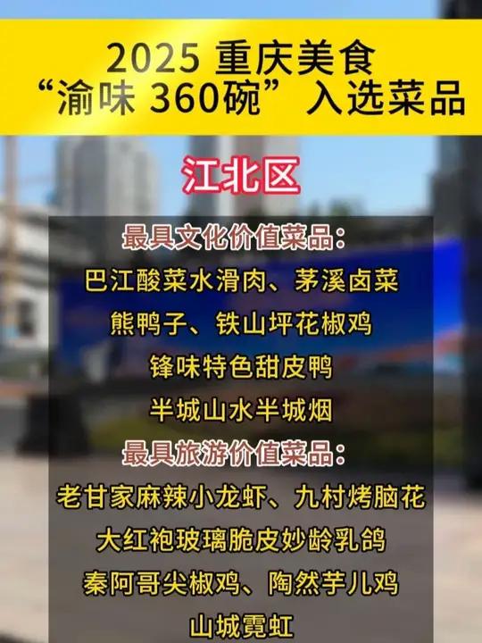2025重庆美食“渝味360碗”入选菜品公布,快来看看重庆所有区县有哪些特色美食吧