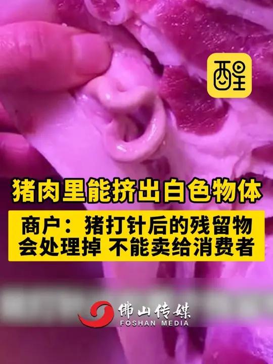 猪肉里能挤出白色物体!商户:猪打针后的残留物,会处理掉不能卖给消费者!(编辑:郭少媚;责编