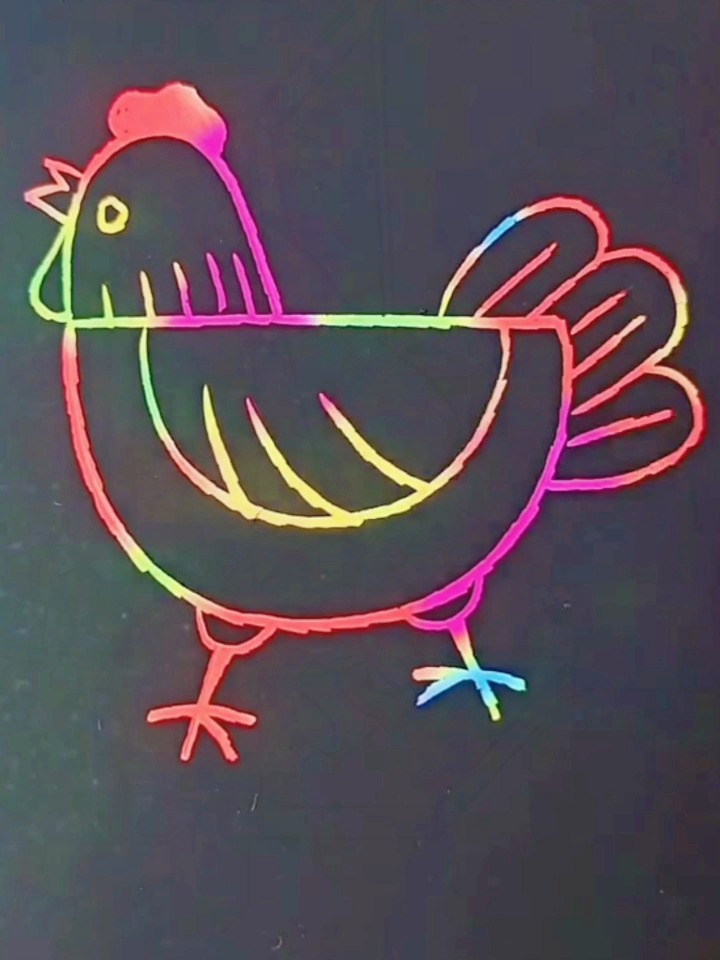 用刮画纸画小母鸡,简单又好看