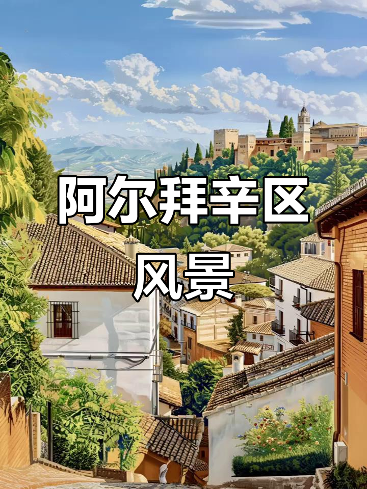 格拉纳达阿尔拜辛区插画,感受西班牙风情