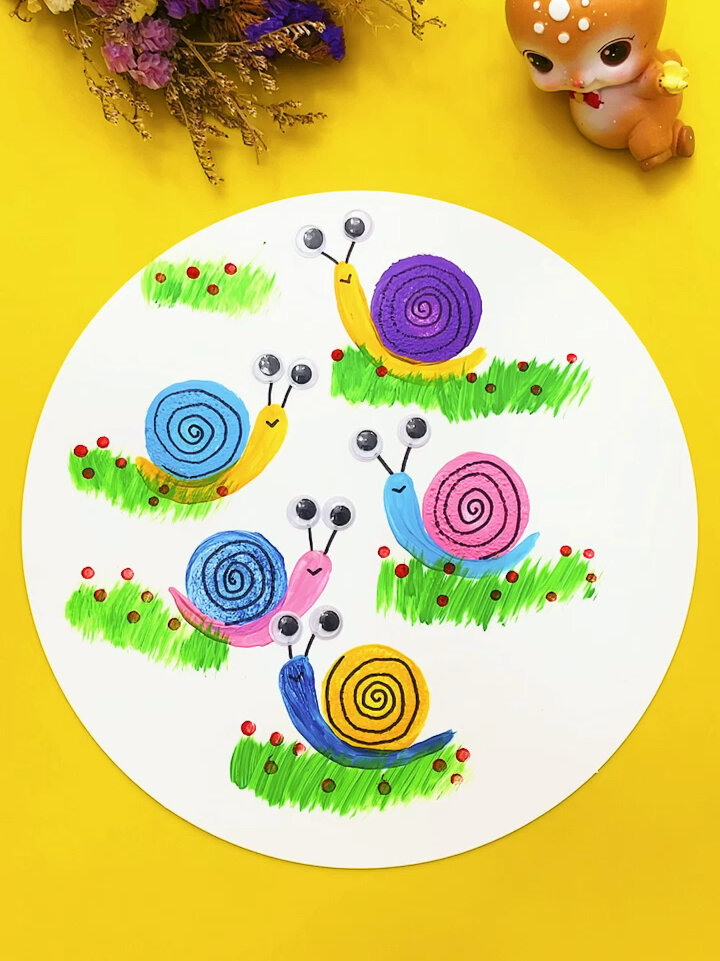 儿童画:12秒教你学会画彩色蜗牛哦!