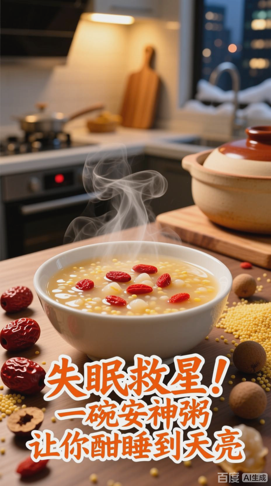 红枣桂圆小米粥,安神助眠好帮手