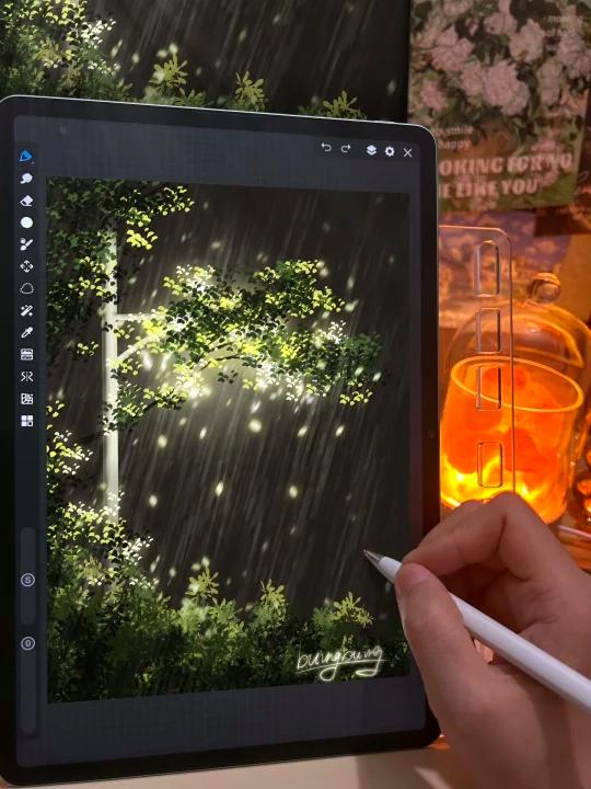 画世界pro绘画教程分享,今天画夏日雨夜