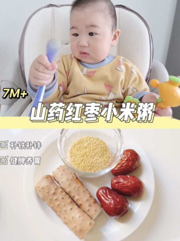7M宝宝辅食粥|山药红枣小米粥√补铁养胃