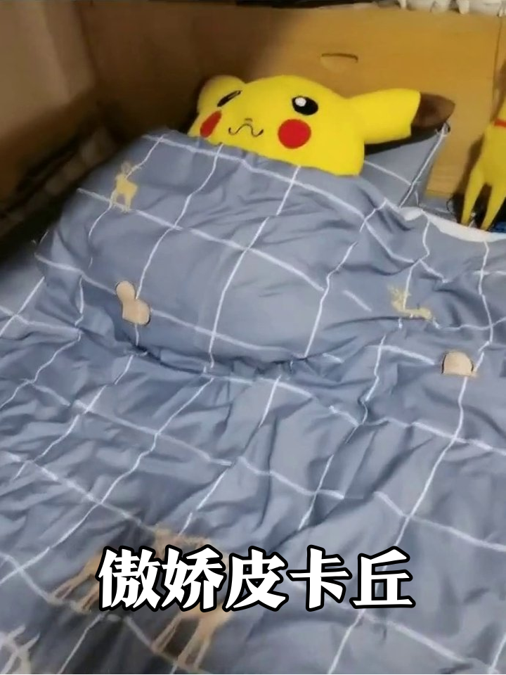 皮卡丘赖床被玩具鸡围观,腮红皱成表情包