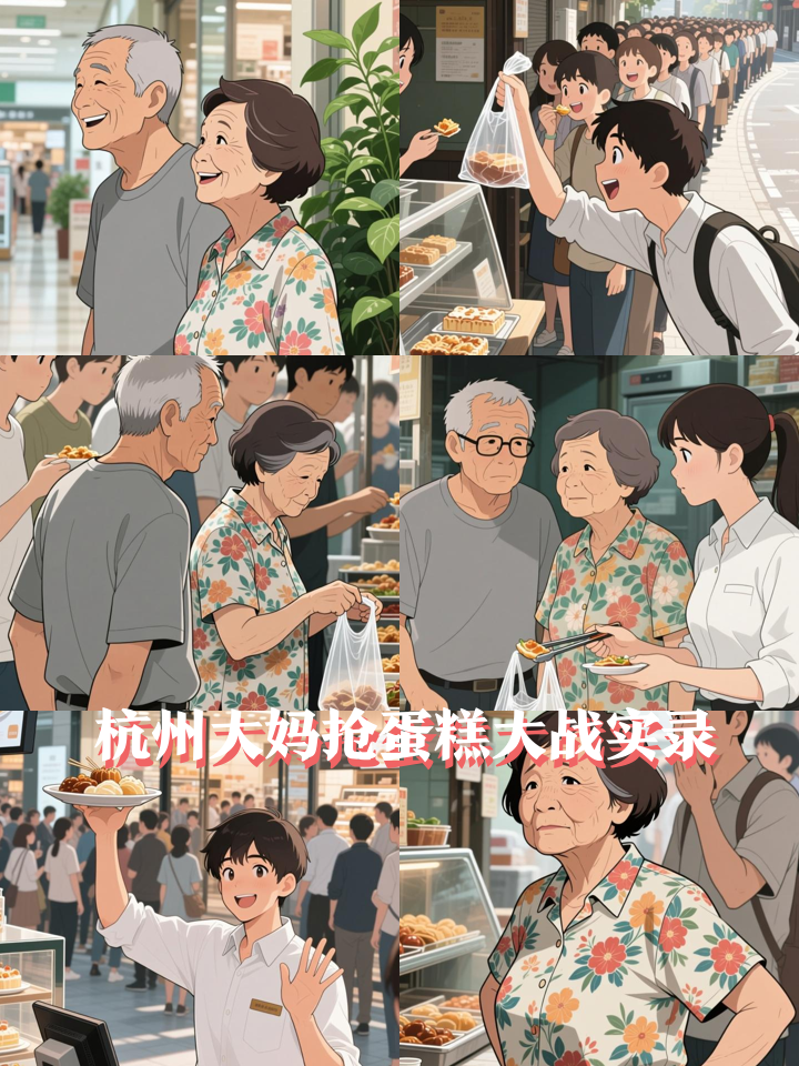 新店开业蛋糕免费吃。大爷大妈们上演抢蛋糕大战