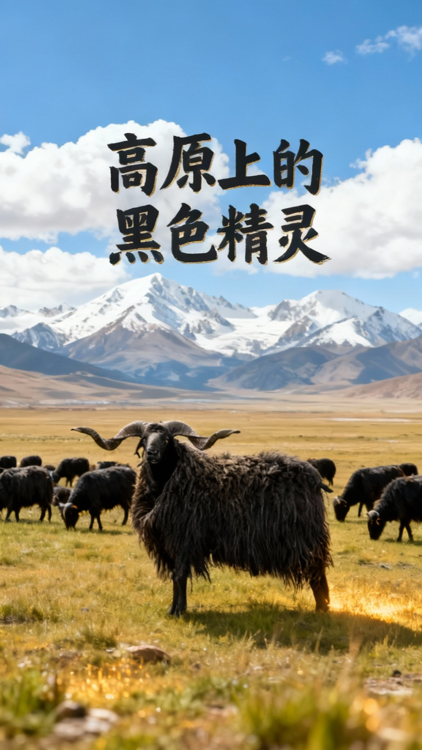 高原黑藏羊,悠然吃草时
