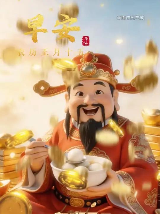 元宵节快乐,大好的财运已经定了,记得吃碗汤圆,和家人团团圆圆!