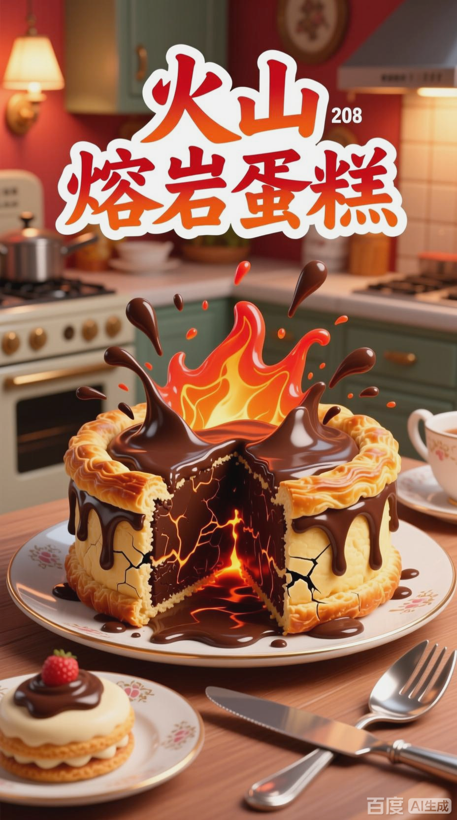 品尝真实火山岩蛋糕