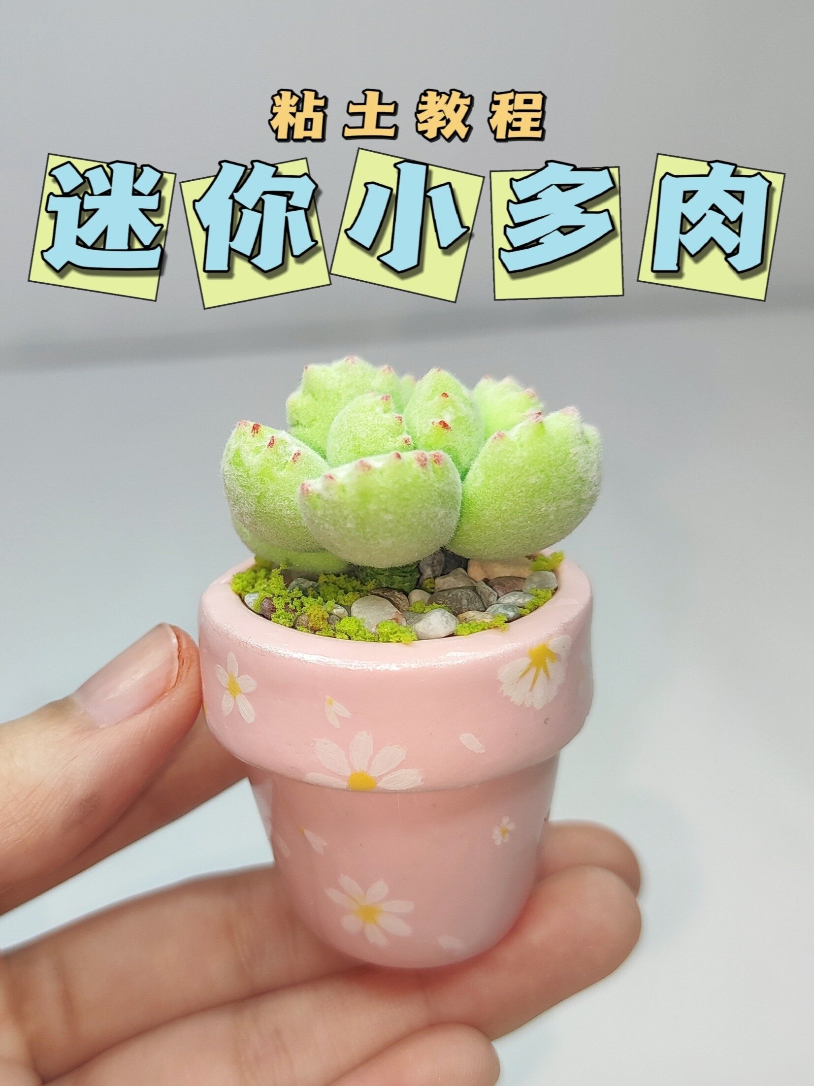 粘土迷你小多肉植物微缩景观手工diy教程