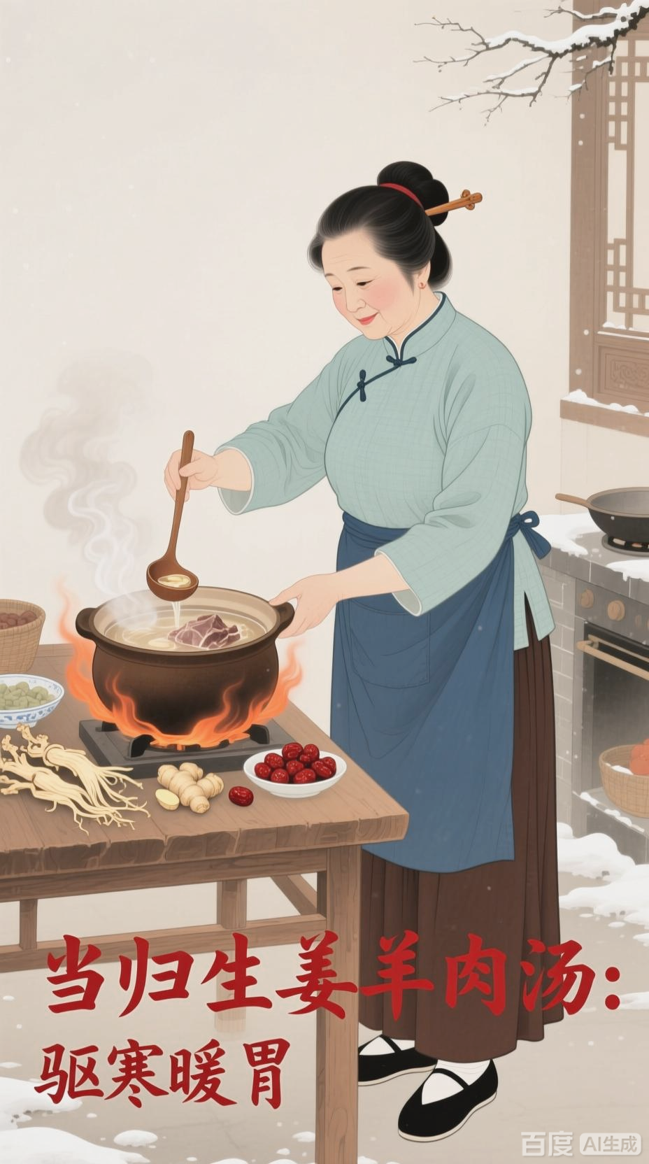 当归生姜羊肉汤，温阳散寒补血暖胃