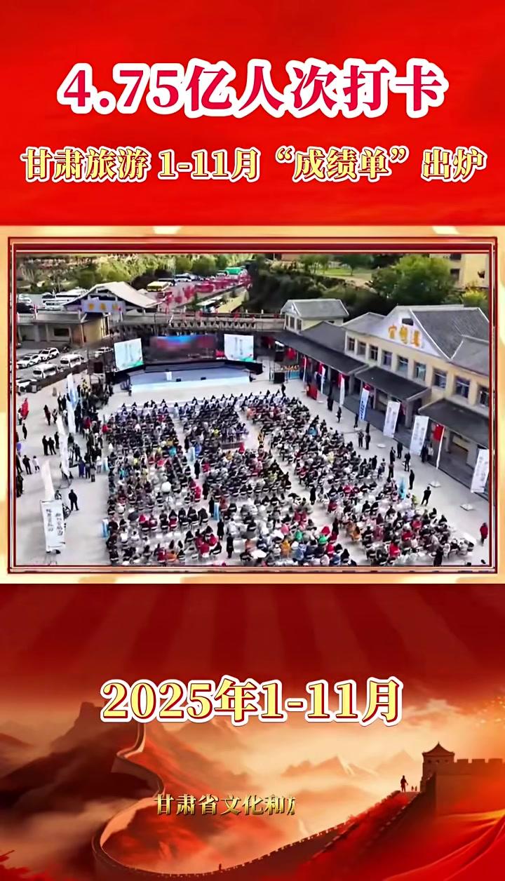 1-11月甘肃旅游“成绩单”出炉,共接待游客4.75亿人次、初步测算旅游花费3798亿元,