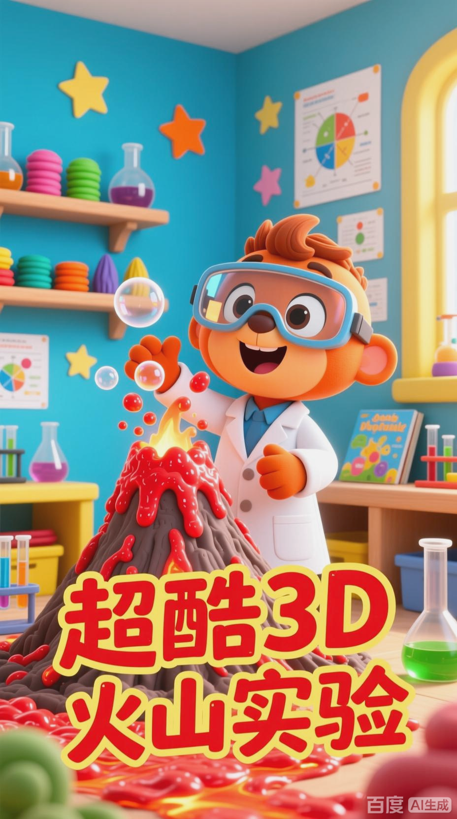 3D卡通火山爆发模拟