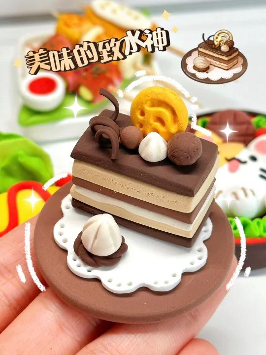粘土教程|黏土复刻原神美食致水神蛋糕