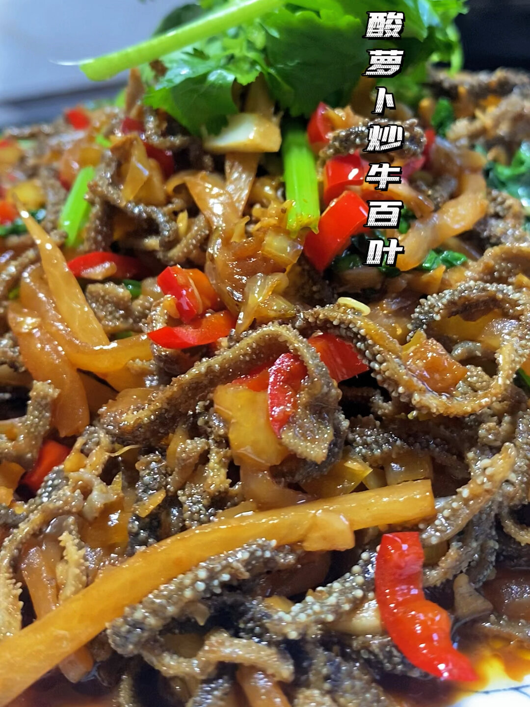 湖南新化的这道酸萝卜炒牛百叶绝了,好开胃