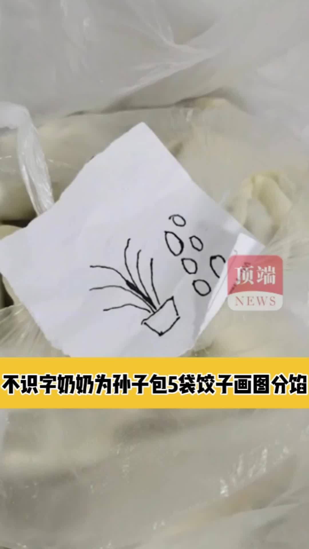 55岁奶奶给孙子包饺子画图标出各种馅料 网友:生动又有爱 奶奶的爱 暖心