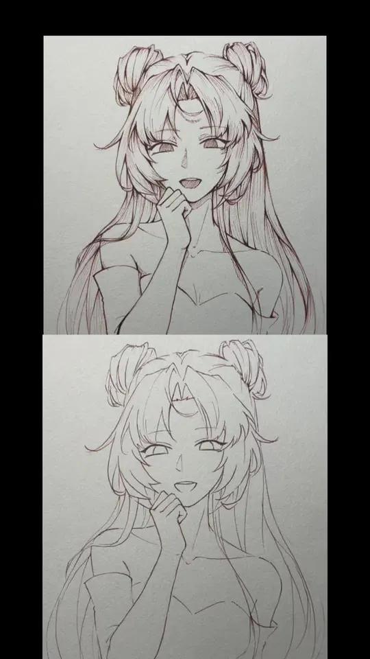 #一起学画画 #绘画教程 #零基础学画画 论 给线稿卡闭塞有多重要，加重该重的地方后，线稿