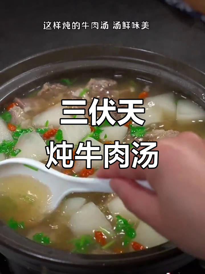 冬季炖牛肉汤,鲜美又营养,三伏天喝最合适