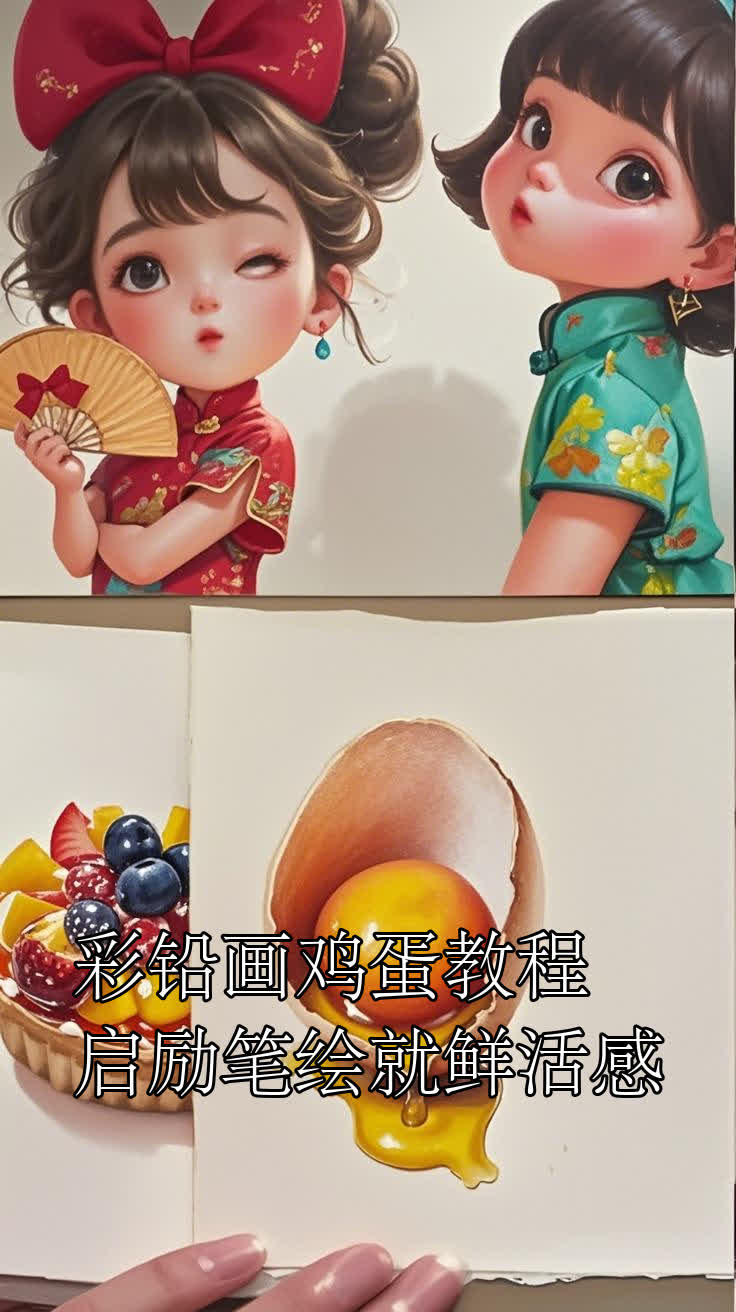 彩铅画鸡蛋教程,启励笔绘就鲜活感