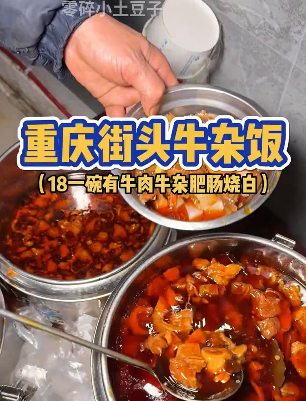 重庆街边18块的牛杂盖饭,分量超足!