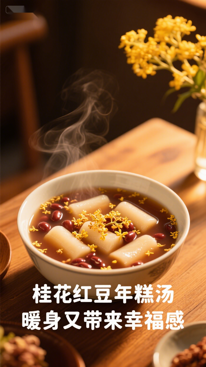 桂花红豆年糕汤,暖身又带来幸福感