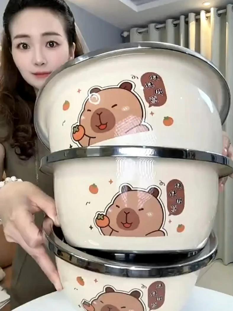 「拍一发三」卡皮巴拉不锈钢盆家用厨房料理洗菜盆和面揉面盆