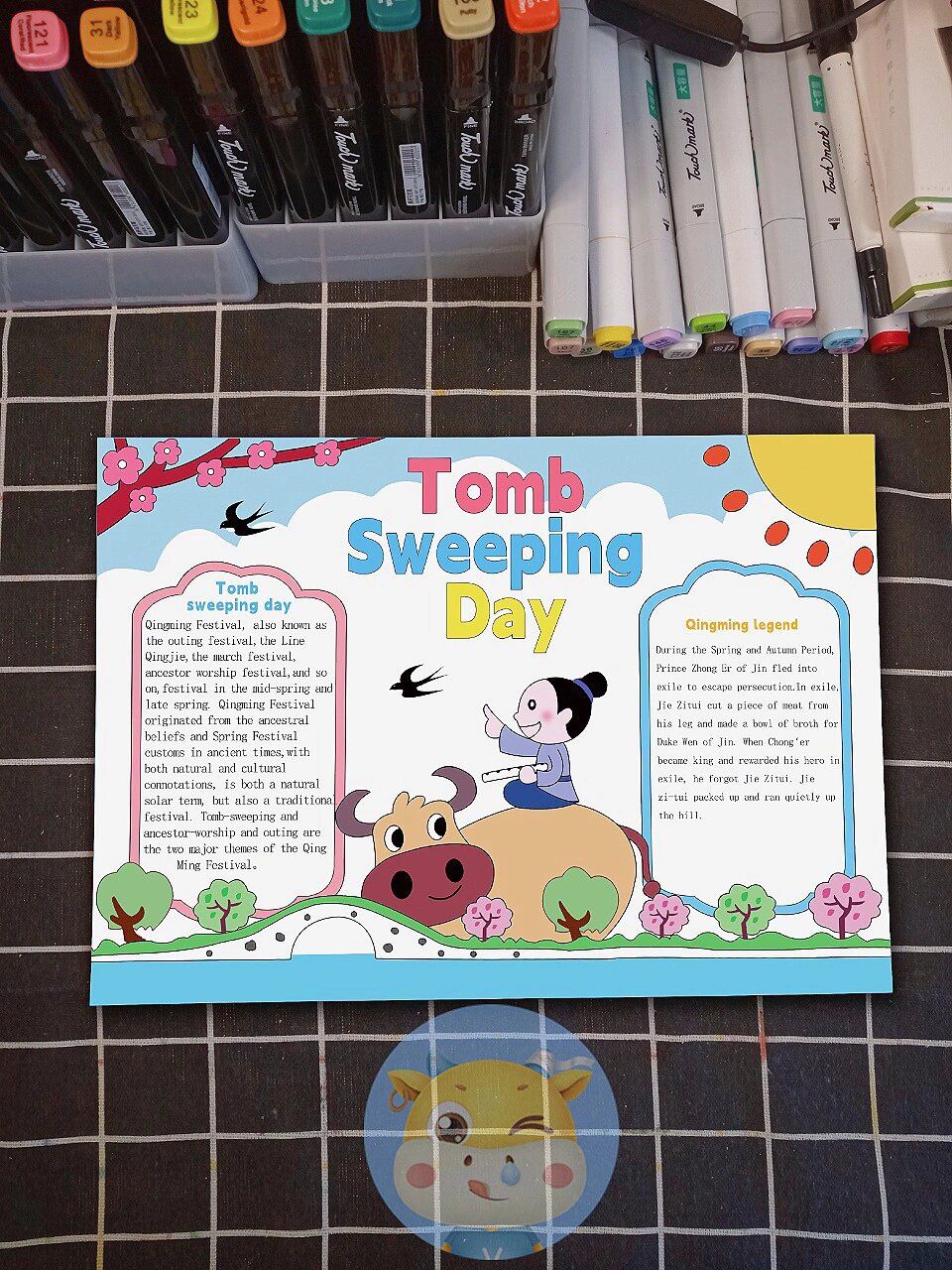 清明节英语手抄报模板,有可打印的电子版